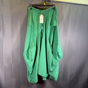 SARJANA HANDICRAFTS Women Cotton Green Pockets Skirt Hippie Boho Ethnic Skirt